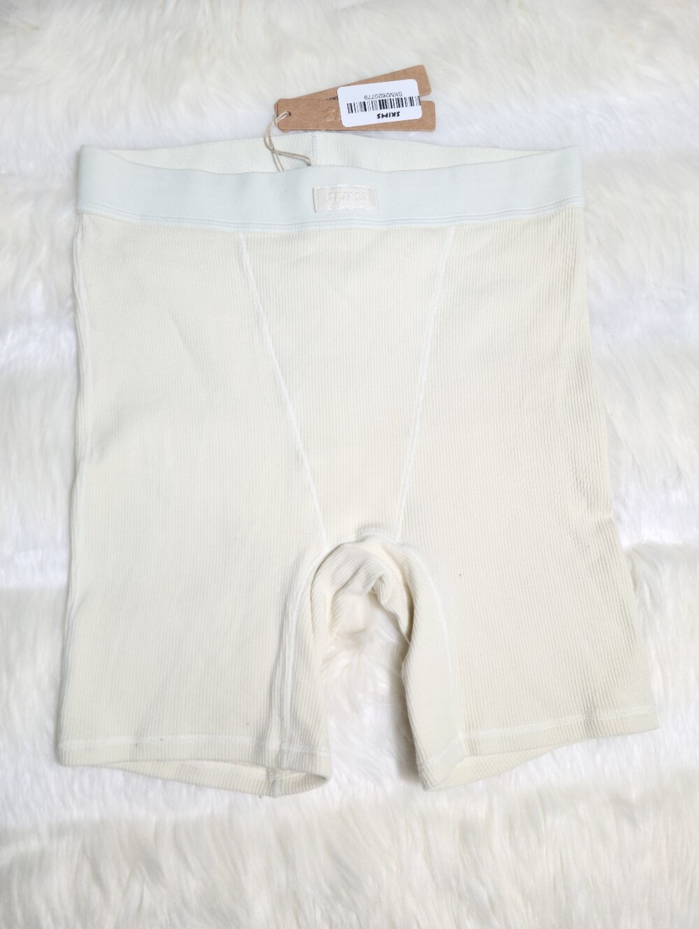 SKIMS Cotton Rib Boxer Short Cream Bone Women Small NEW - Picture 1 of 5